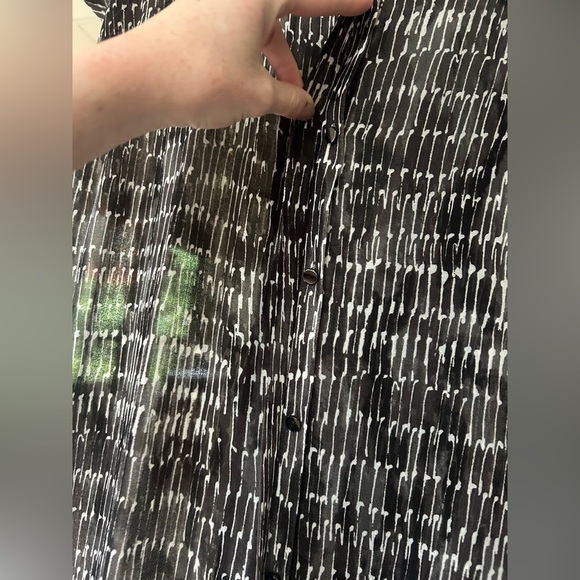 H BY HALSTON Sheer Midi Shirt Dress Cover Up Oversized Layer Beach Resort Size M - Picture 4 of 15